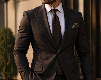 Dark Brown Slim Fit Suit • Custom Tailored Business Wedding Formal Wear
