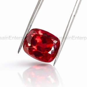 Synthetic Red Ruby- 16 carat, 11x8mm, Cushion cut Faceted gemstone.