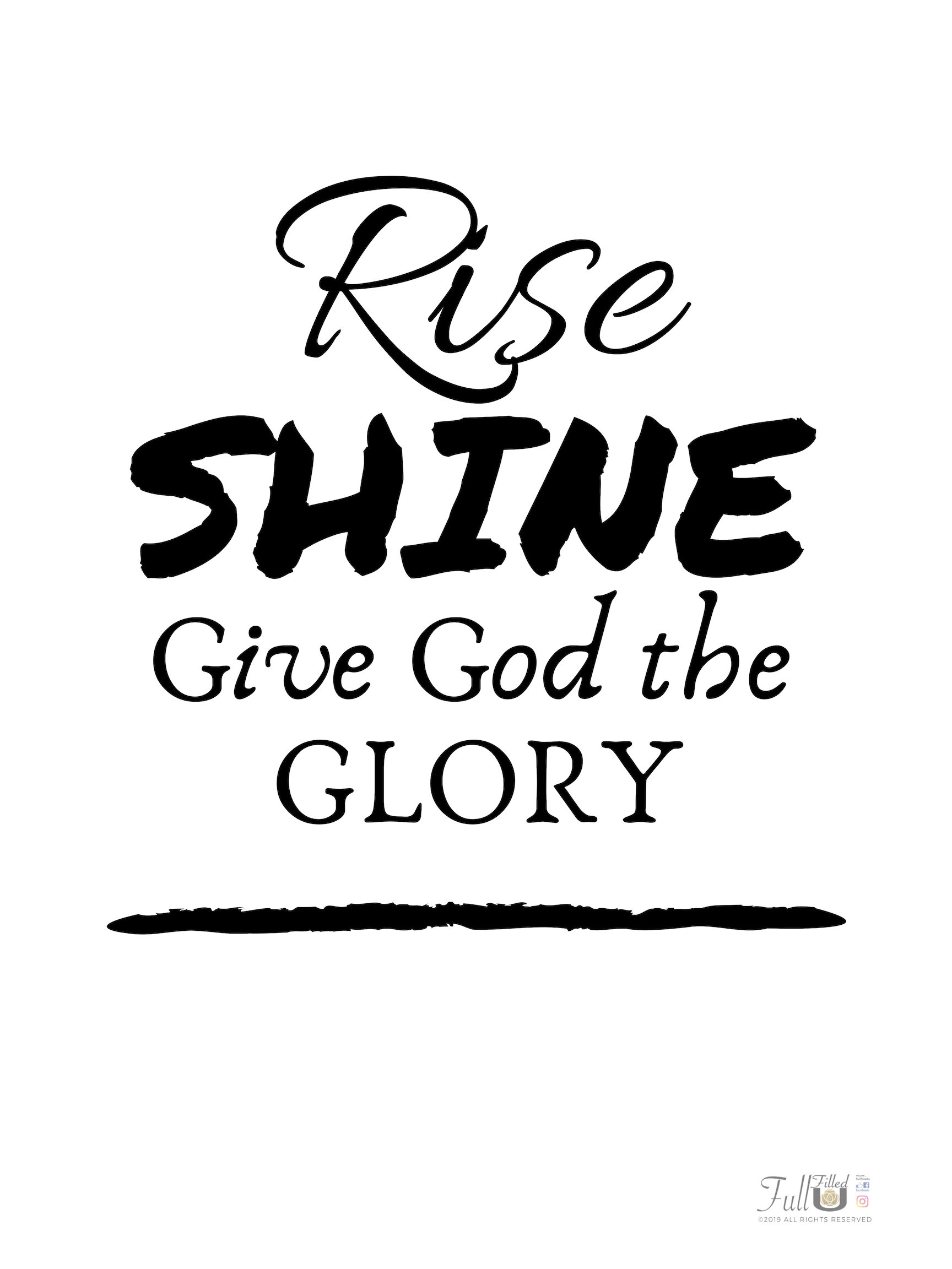 Rise Shine Give God the Glory printable office wall art | Etsy
