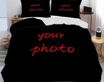 Juego de cama con foto personalizada, funda nórdica personalizada, juego de edredón