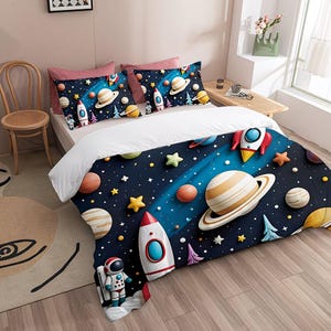 2/3pcs Set, Universe Planet Galaxy Aerospace Astronaut, Bedding Set, Digital Print Quilt Cover Set, Zipper Design