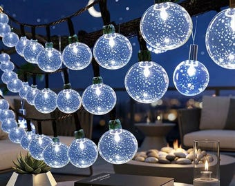 Solar Crystal Globe String Lights – Waterproof LED Fairy Lights, 8 Lighting Modes, Outdoor Garden Patio Wedding Decor, Garland for Trees