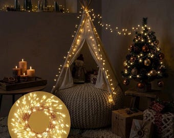 Guirnalda de luces solares con efecto fuegos artificiales – Luces de hadas impermeables para exteriores, decoración para fiestas en el jardín, iluminación navideña y para bodas, 3M / 6M / 9M