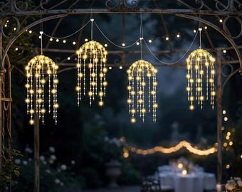Solar Chandelier String Lights – Hanging Jellyfish Garden Lights – 4PCS or 6PCS – Warm White, White or Multicolor – Waterproof Outdoor Tree