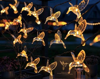 Solar Hummingbird String Lights – Outdoor Fairy Lights Waterproof, Garden Patio Decor, Magical Ambient Lighting, 20/30/50 LED