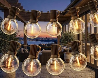 G40 Globe LED String Lights Outdoor – Waterproof Patio Garden Lights 3M/9M/15M with EU Plug/US Plug, Warm White Vintage Edison Style Bulbs