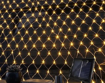 Luci a rete solari – Luci decorative a rete impermeabili per esterni, per giardino, recinzione e patio, ideali per Natale, 1,5x1,5 m / 3x2 m