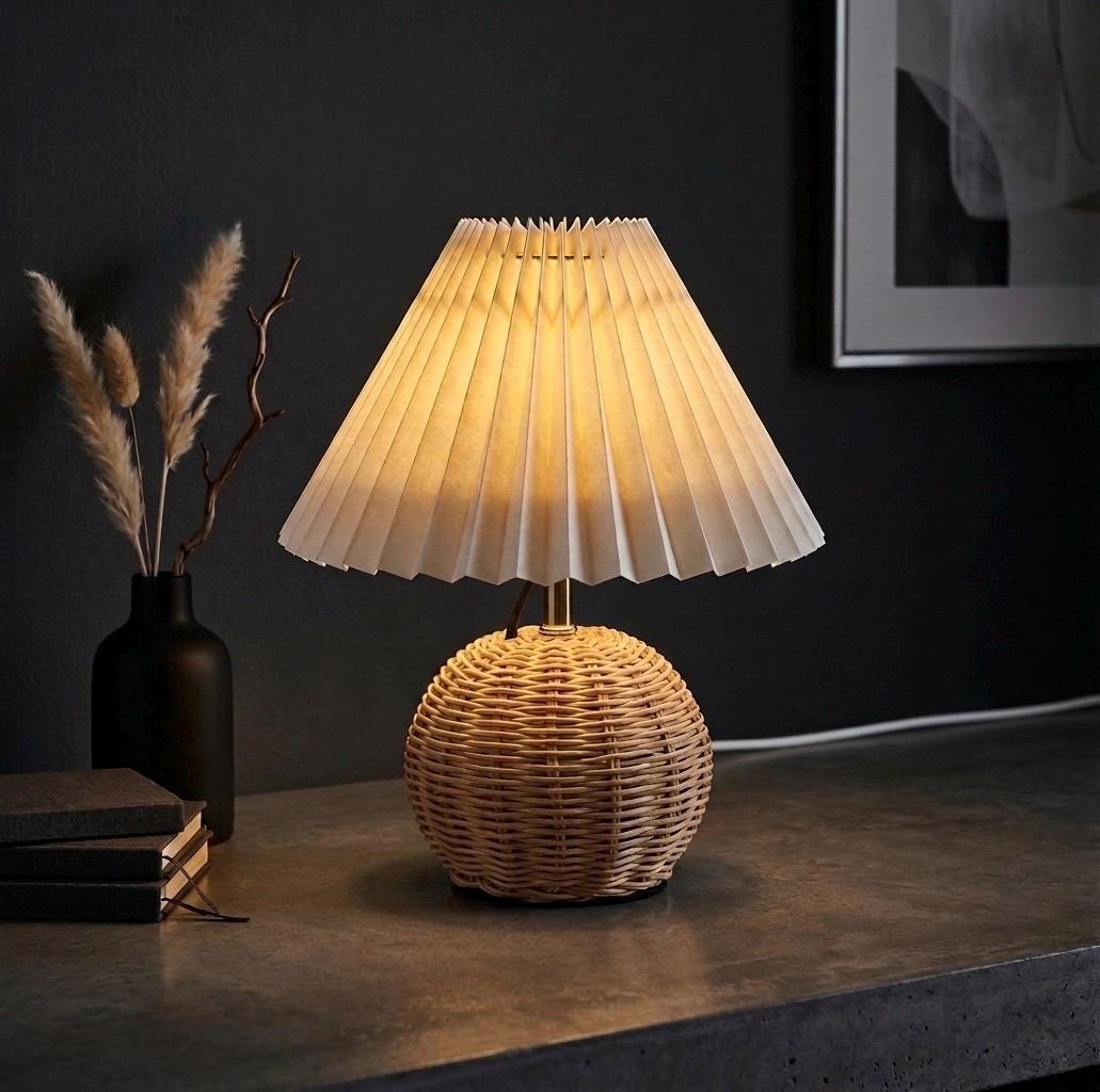 Vintage rattan lamp - Etsy 日本