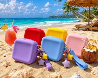 Beach Case, Silicone Coin Purse, Small Change Pouch, Waterproof Travel Accessory
