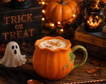 Pumpkin Mug, Halloween Coffee Cup, Cozy Autumn Latte Mug