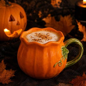 Mug citrouille, tasse à café d'Halloween, mug latte d'automne chaleureux