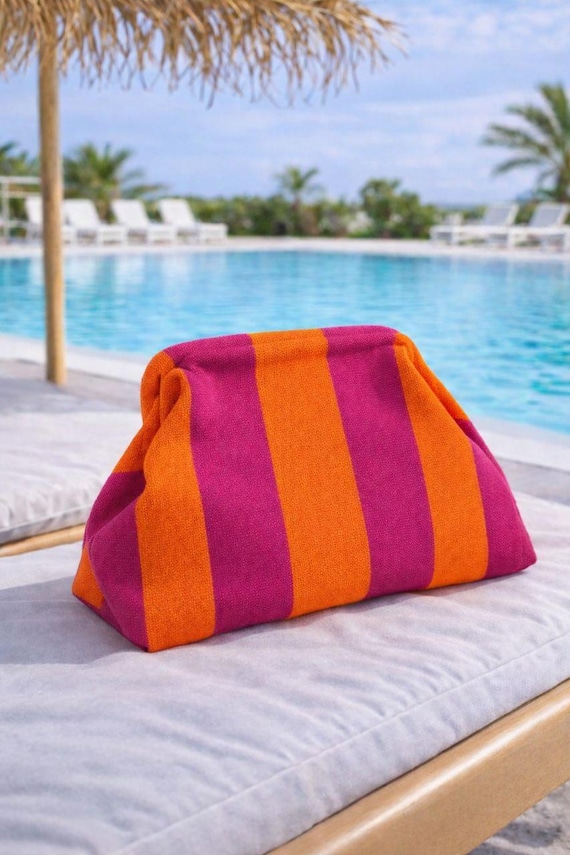 Beach Cosmetic Bag, Summer Clutch, Travel Organizer, Vacation Bag for Women