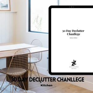 Planificador de 30 días para ordenar la cocina, reto de renovación del hogar, planificador imprimible y digital.
