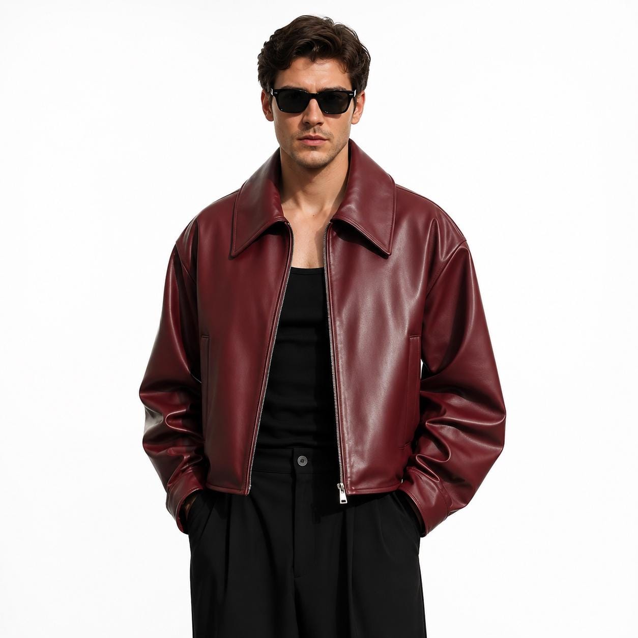 Vintage Leather Jacket Burgundy - Etsy
