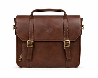 Borsa per laptop da uomo personalizzata in pelle, borsa a tracolla/borsa da ufficio.