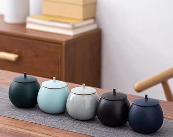 Textured Ceramic Tea Canister | Botanical Infusions Stoneware Storage Jar