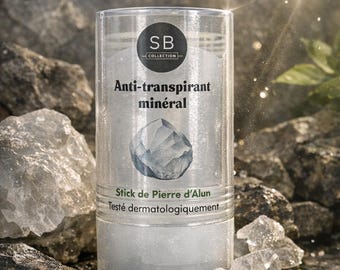 Déodorant Naturel Pierre d’Alun | Stick Minéral Anti-Transpiration | Déodorant Peau Sensible Sans Parfum | Soin Corps Naturel