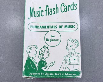 Tarjetas didácticas de música Vintage Dek-a-Music Co. Fundamentos de la música (Edición del Consejo de Chicago)