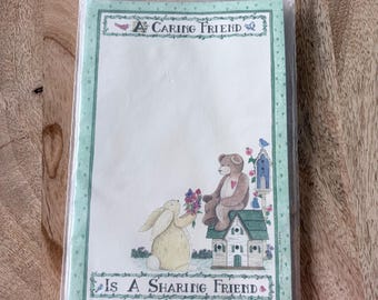 VNTG Saltbox-illustraties Deb Strain Specialty Notepad 50 Shts Bunny-teddybeer