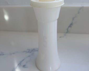 Vintage Tupperware Hourglass Salt Shaker White Plastic USA Made S Logo Shaker