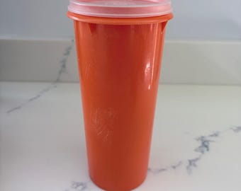 Vintage Tupperware Orange Tall Canister 262-4 with Clear Lid Made in USA