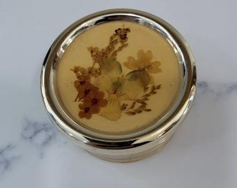 MAPSA Swiss Musical Movement Edelweiss Music Box Real Pressed Flowers Vintage