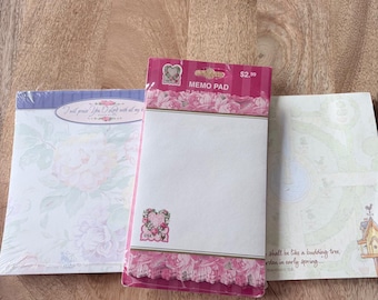 Vintage Hallmark USPS Love Stamp Memo Pad DaySpring Floral Stationery Bundle 3pc