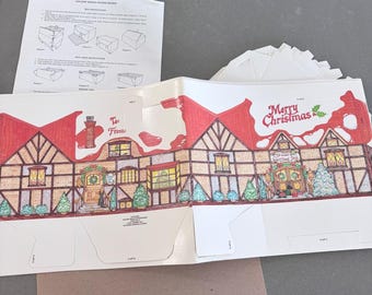 Vintage 1987 Current Inc Christmas Cottage Baked Goods Gift Boxes Recipe Cards