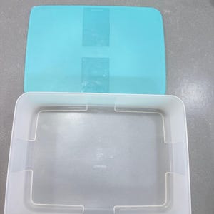 VNTG 11x7 タッパーウェア保存容器 透明フロストベース ターコイズ蓋