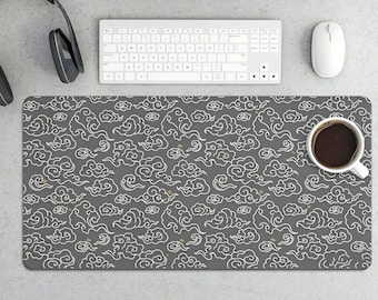 Grand tapis de bureau de jeu traditionnel asiatique à motif nuage