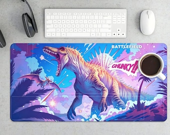 Tapis de bureau dinosaure Vaporwave pour gamers et joueurs du JCC