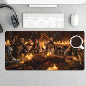 Viking Gods Feast Gaming Mouse Pad Norse Mythology Desk Mat