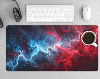 Tapis de souris gaming Cosmic Lightning Energy bleu rouge