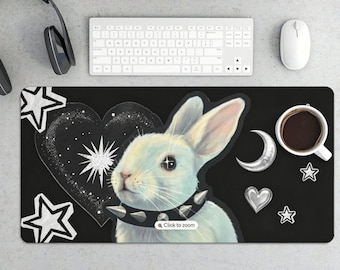 Tapis de bureau grunge avec col à crampons et lapin
