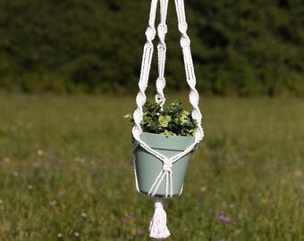 Makramee Blumenampel handgemacht - Support de vaisselle pour intérieur et extérieur, Boho Pflanzenhänger aus Baumwollkordel