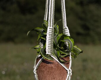 Makramee Blumenampel handgemacht - Support de vaisselle pour intérieur et extérieur, Boho Pflanzenhänger aus Baumwollkordel