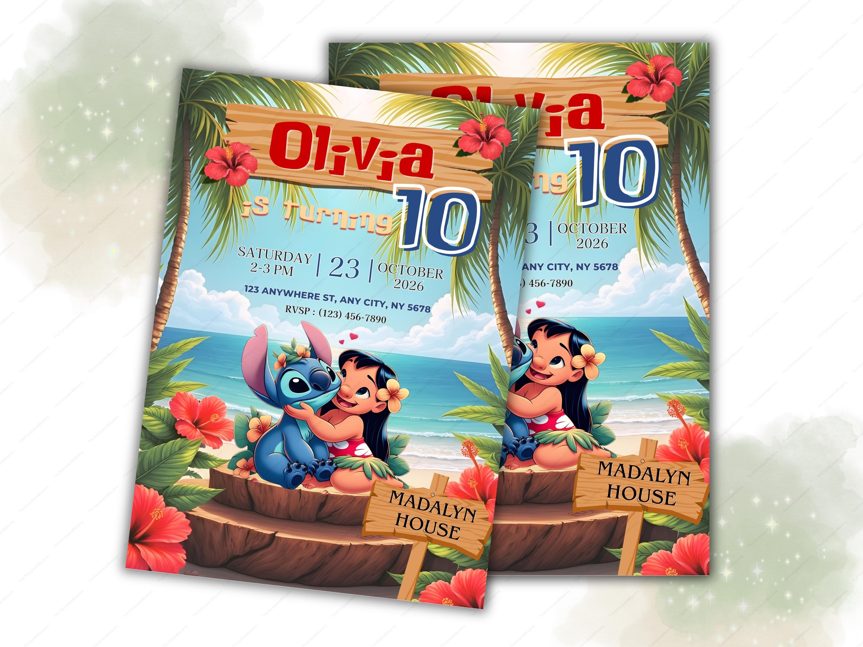 Stitch and Angel Birthday Invitation Editable Template, Kids Lilo ...