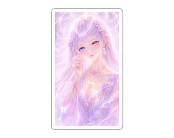 Pure Warm Fantasy Anime Girl Sticker | Soft Pastel Anime Art | Dreamy Pink Lavender Aesthetic