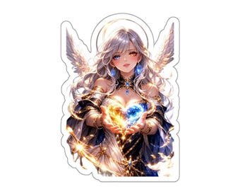 Pegatina de ángel de cuerpo entero, calcomanía de vinilo troquelada de diosa celestial, arte de anime fantástico, pegatina para portátil y botella de agua, acabado mate, 7,6-12,7 cm