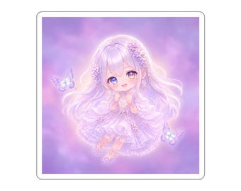 Lavender Pure Chibi Sticker | Pastel Fantasy Anime Girl Sticker | Kawaii Lavender Art