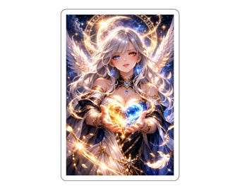 Naklejka z aniołem, naklejka winylowa z dziewczyną z anime, sztuka fantasy, wodoodporna naklejka na laptopa, magiczny, estetyczny design, 3-5 cali
