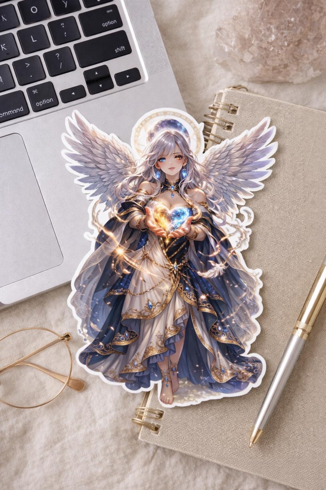 Celestial Angel Sticker, Anime Girl Sticker, Fantasy Aesthetic Decal ...