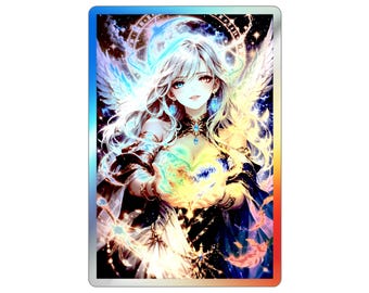 Pegatina holográfica de ángel de cuerpo entero, diosa celestial, vinilo troquelado, arte de anime fantástico para portátil y botella de agua, 3-5 pulgadas