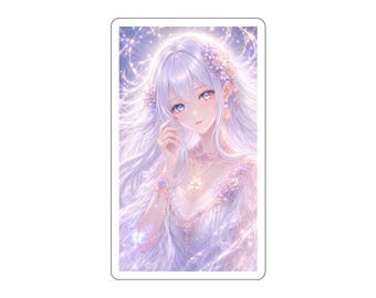 Pure Enchant Fantasy Anime Girl Sticker | Ethereal Lavender Anime Art | Dreamy Pastel Aesthetic