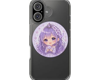 Lavender Kawaii Chibi Girl Phone Case | Cute Anime Aesthetic | Pastel Purple iPhone Case | Soft Cute Gift