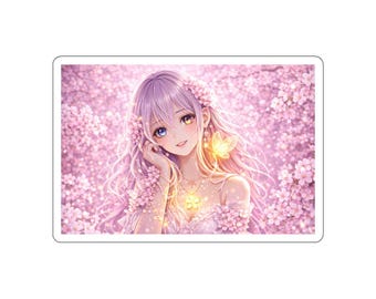 Sakura Light Day Cherry Blossom Anime Girl Sticker Pink Aesthetic Japanese Art Kawaii Decor