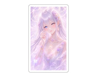 Pure Glow Fantasy Anime Girl Sticker | Ethereal Pastel Anime Art | Soft Lavender Dreamy Aesthetic