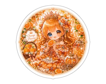 Orange Princess Royal Die-Cut Sticker | Cute Kawaii Anime Vinyl Sticker | Orange Fantasy Princess | Laptop, Journal & Water Bottle Decor
