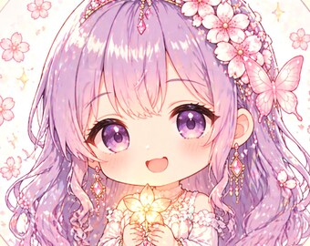 Cherry Blossom Girl Sticker | Kawaii Anime Sticker | Pastel Cute Vinyl Sticker