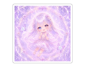 Lavender Glow Chibi Princess Sticker, Kawaii Anime Girl Sticker, Pastel Fantasy Decal, Cute Purple Chibi Art